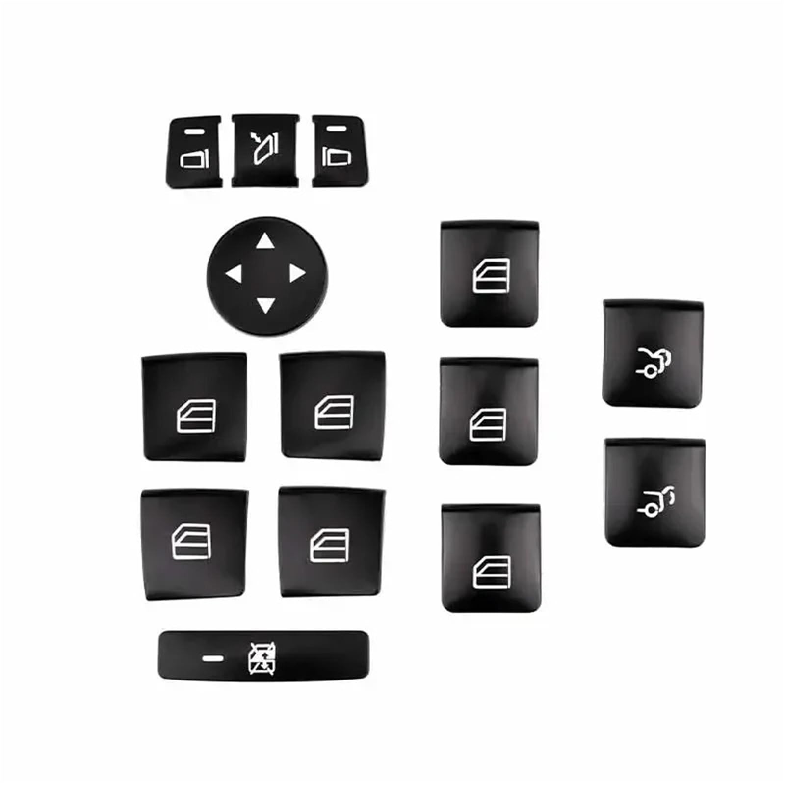 Dash Button Stickers Compatible with Benz for E Class for W204 W212 Car Steering Wheel Button Door Unlock Memory Window Lift Sticker(Black,Size5)