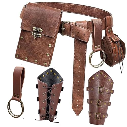Accessoires de ceinture rétro punk marron pour garder les mains libres en voyage ou en cosplay