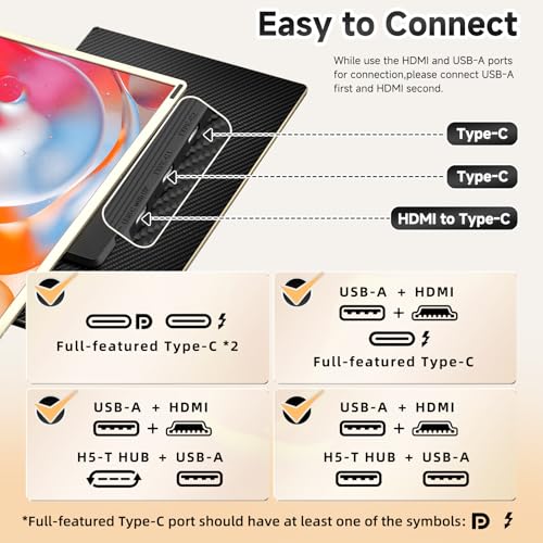Image of BOSII Laptop Screen Extender Monitor - 15.6 inch IPS FHD 1080P Triple Portable Extended Monitor for Laptops Type-C /HDMI /USB-A Compatible with Windows Mac Chrome