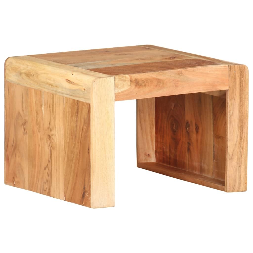 SXZenSpace Solid Acacia Wood Side Table 43x40x30 cm, Industrial Coffee with Natural Finish, Small End for Living Room, Bedroom or Hallway