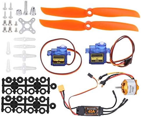 RC Plane Motor Kit, RC Airplane Motor, RC 2212 2200KV Brushless Motor+40A XT60T ESC Electric Speed Controller+SG90 Micro Servo+6035 Propeller for RC Fixed Wing Plane Helicopter