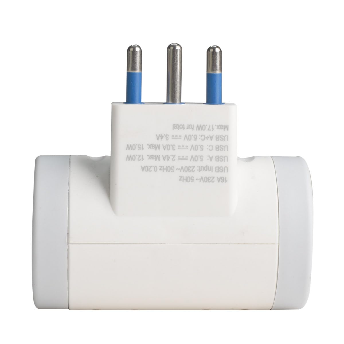 Adattatore da Viaggio Tutto in 1, Spina 16A con 2 Prese Universali 10A/16A + 1 USB A (2.4A 12W)+ 1 USB C (3A 15W) Carica Rapida (10 Pezzi)