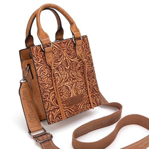 Wrangler Embossed Crossbody Purse for Women Top Handle Fringe Handbags and Western Mini Tote4