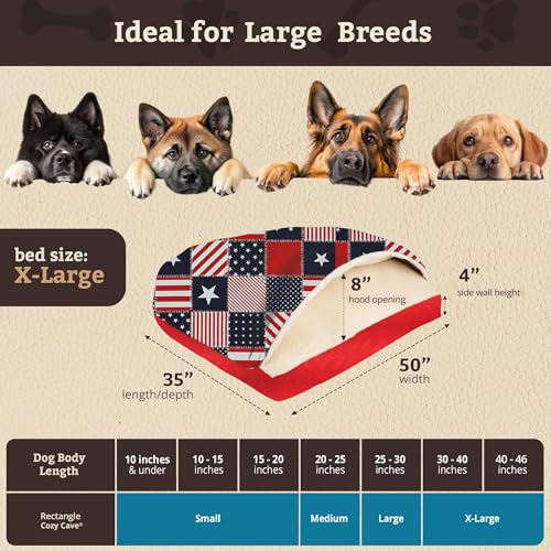 Image of Snoozer Rectangle Cozy Cave Dog Bed, Hooded Dog Bed, Starpatch Diamond (XL)