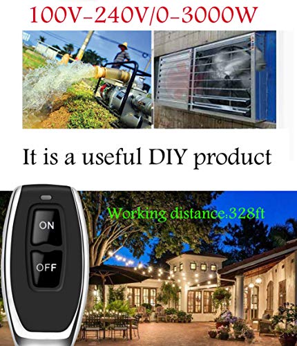 YETOR Remote Switch,110V/120V/240V /40A Relay Wireless RF Switch for Lights,Household Appliances, Garage Door,Pump and Electrical Equipment with 328ft Long Range(Black)