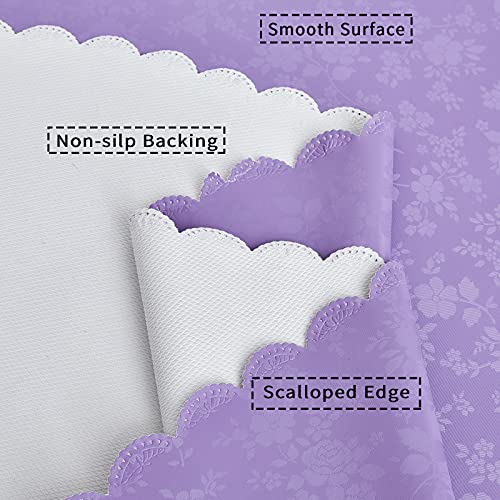 Image of Romanstile Waterproof Vinyl Tablecloth Round, 60 x 60 Inch, Rose Purple | Flannel Backing Wipeable Table Cloth, Heavy Duty Plastic PU Table Cover for Kitchen Dining, Indoor & Outdoor Use