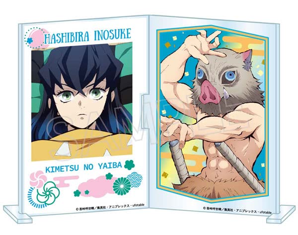 Idée cadeau manga Demon Slayer support photo Tanjiro et Inosuke pour anniversaire d'un fan