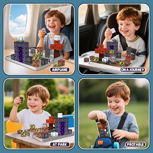 Image of Magnetic Building Blocks Travel Toys: 35pcs with Portable Tin, 45s Storage