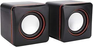 ASHATA Computer Speaker,3.5mm PC Speaker Mini Cube USB Stereo 3.5mm Jack Wired Speaker For Desktop Laptop PC Computer,Compact Desktop Speaker USB Charging for PC, MP3,MP4,Laptop.(Dual track)