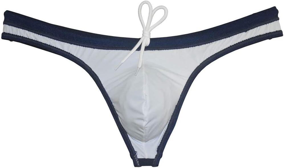 Men's Swim Briefs Sexy Bikini Swimsuit Thong Drawstring Swimwear Solid Shiny Swimming - Image 4