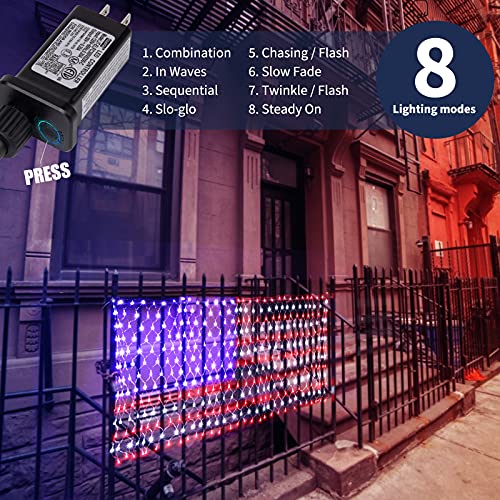 American Flag Lights With 390 Super Bright Led And 8 Fantastic Modes, Waterproof Led Flag Net Light Of The United States, Hanging Ornaments For Christmas Party Independence Day, Memorial Day, July 4Th #TOP2