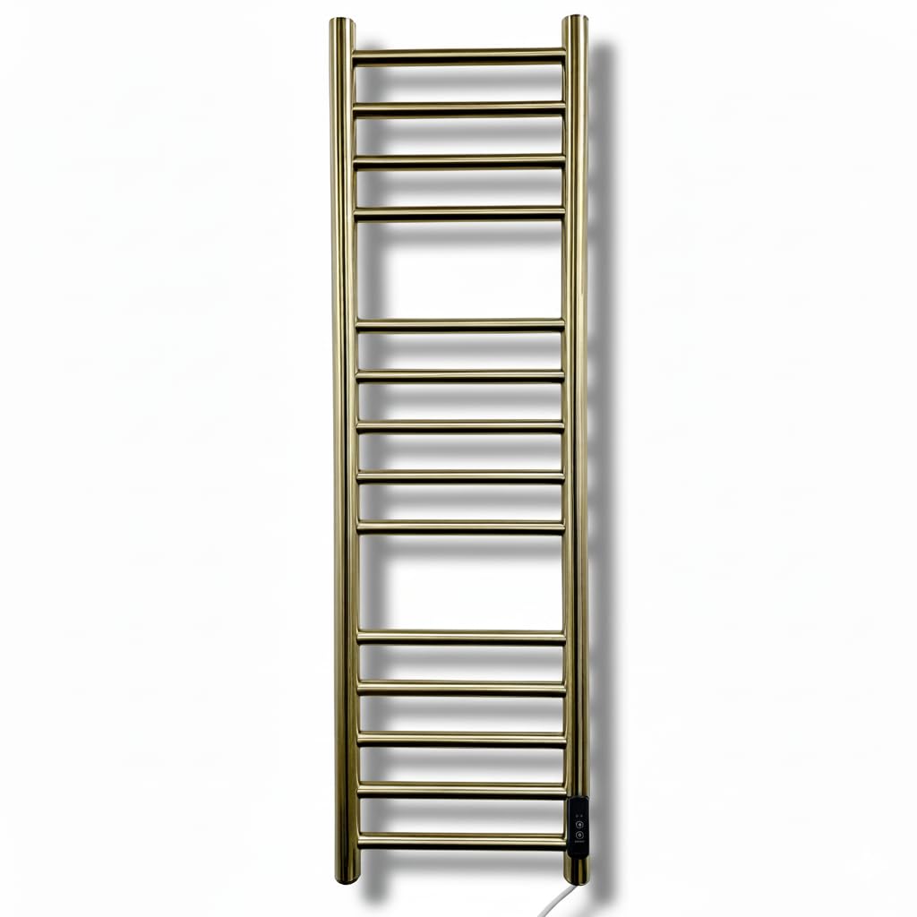 Manissa Siena Brushed Brass Electric Heated Towel Rail 300mm W x 1000mm H