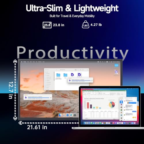 Image of Large Portable Monitor 23.8inch FHD 1080P 120Hz USB-C Monitor, HDMI Laptop Screen Extender, Monitor portatil for Laptop