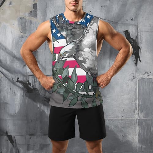 Image of Zhyaj Summer Tanks Top for Men Flag Graphic Print Sleeveless Shirts Casual Working Out Vest T-Shirts Loose-Fit Men's Tank