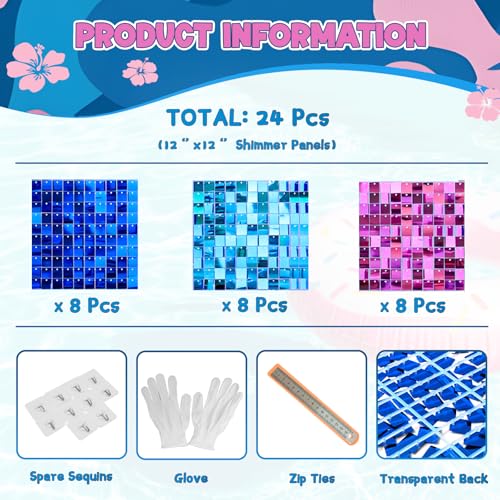 Bupelo Hawaiian Luau Shimmer Wall Backdrop 24 Pzas miniatura 2