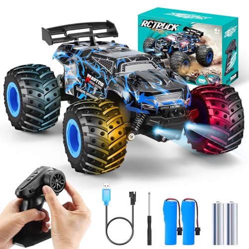 BIFYTON Remote Control Car, 1:18 Toy Rc Cars, All-Terrain RC Truck with LED Light, 20KM/H, Rechargeable, 2WD, 2.4GHz, Sturdy PVC Shell, Remote Control Car for Boys 4-7 8-12, Beginner