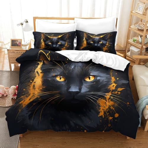 Housse de couette nœuds noirs hypoallergénique microfibre lit double - 3
