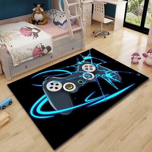 PERS Games Carpet 3D Controller Rug Playroom Large Area Rugs Boys Kids Gaming Sofa Floor Mat Non Slip Washable Carpets For Living Room Bedroom Home Decor(Size:80 * 120cm,Color:D)