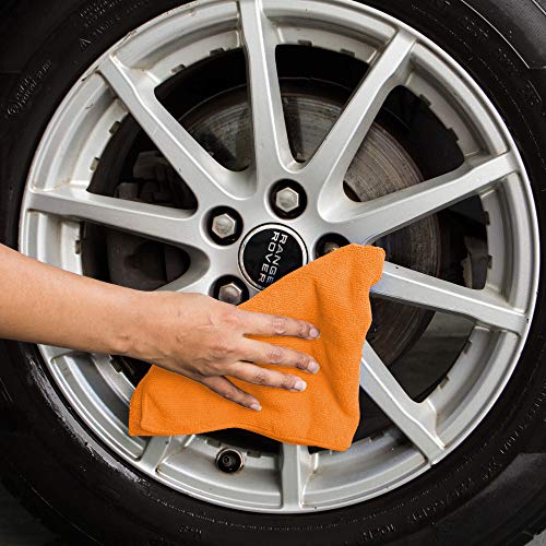 Image of SOFTSPUN Microfiber Cloth - 3 pcs 40x40 cms 340 GSM Orange Thick Lint & Streak-Free Multipurpose Cloths Automotive Microfibre Towels for Car Bike Cleaning Polishing Washing & Detailing.