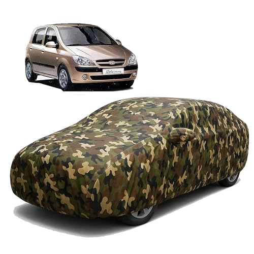 Image of Sulfar 100% Waterproof Car Body Cover Compatible with Mirror for Hyundai Getz with Long Lasting Durable Material (Triple Stitched, Full Bottom Elastic, Camouflage Army)