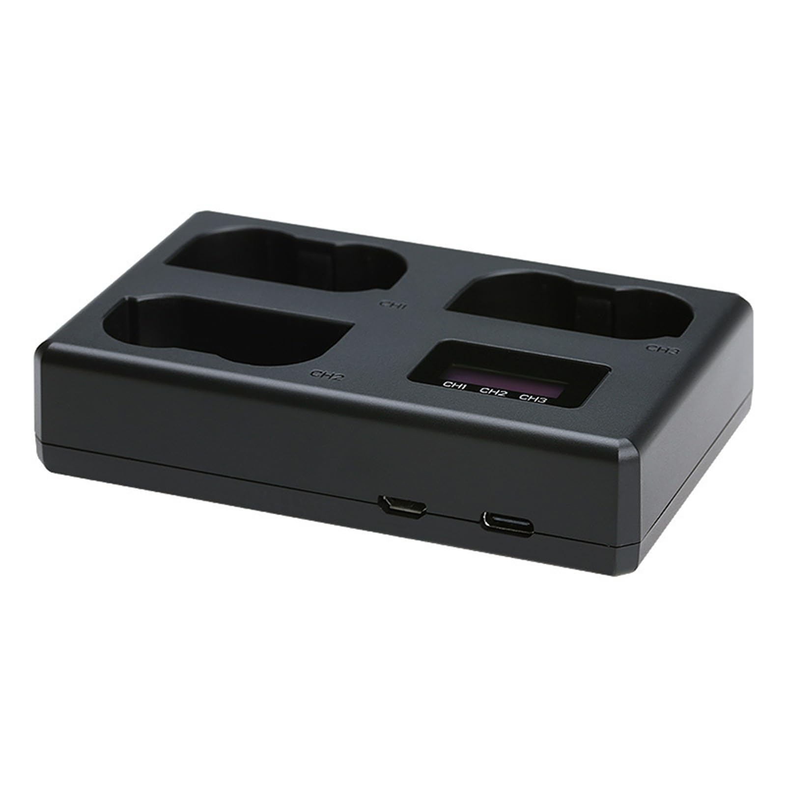 Cargador triple de baterías EN-EL15 con pantalla LCD y puertos USB y Tipo C
