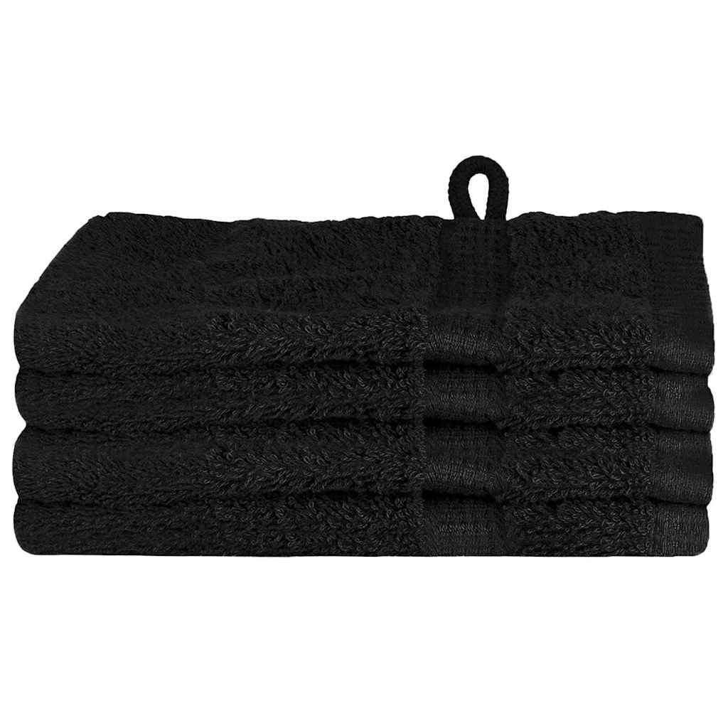 SOLUND - Juego de 4 toallas de invitados (algodón, 550 g/m², con práctico lazo para colgar, absorbentes y suaves, fáciles de limpiar, para baño, sauna, playa y bienestar), color negro