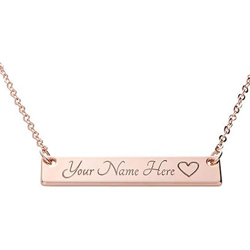 925 Sterling Silver Personalized Bar Pendant Necklace Engraved Any Name Letter Symbols Necklace