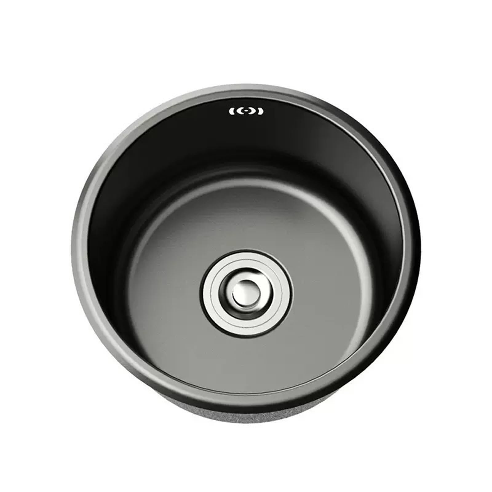 HYQOUKLR Stainless Steel Small Sink, Small Round Stainless Steel Kitchen Sink, Black, 28-42cm(38cm)