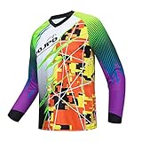 Weimostar Radfahren Jersey Herren Mountainbike Motocross Trikot Langarm MTB T-Shirt Downhill Tops Sport Rennbluse grün weiß XL