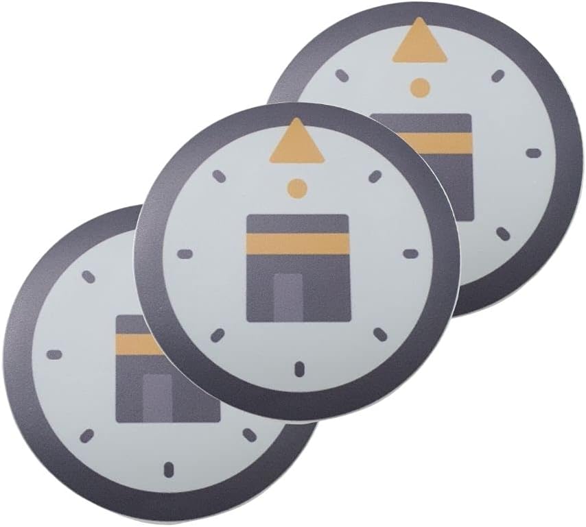 Qibla Direction for Muslims - 3pcs Bundle of Vinyl Sticker Signage to indicate Qibla Direction, Vinyl Decal Sticker (ROUND, 04)