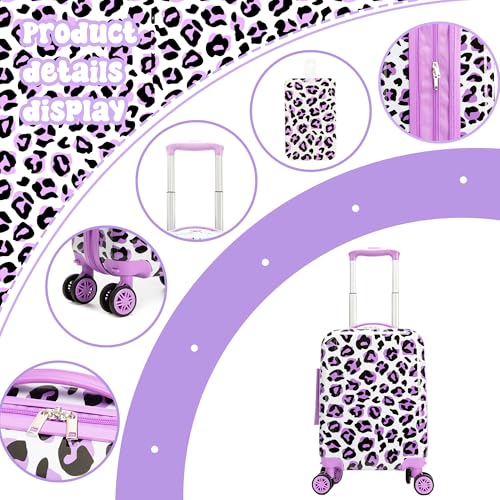 Image of Kid's Luggage Set 2 Piece Suitcase Set Hardside Luggage with Spinner Wheels Girls Carry on Toddler Travel Rolling Suitcase with Neck Pillow Airline Approved