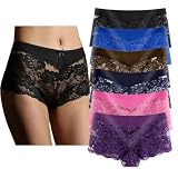 YaoKing Women's Underwear Regular & Plus Size Panties Lace Boyshort Hipster Cheeky Panty- 6 Pack (6 Pack-C9144, S)