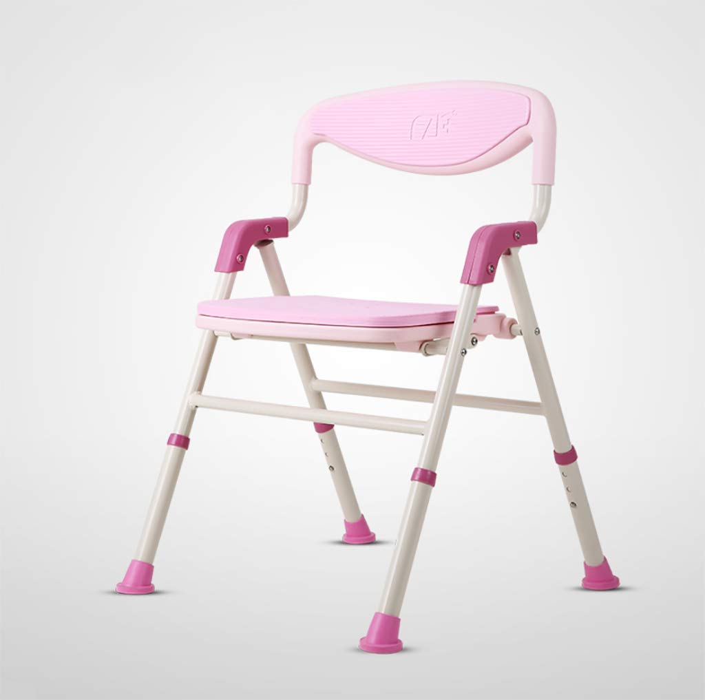 Chaise de bain et de douche rose pliable avec hauteur réglable pour senior