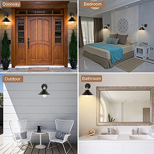 Wall Sconces Lighting, Vintage Industrial Wall Lamp With Plug In Cord On/Off Switch, Swing Arm Wall Mounted Bedside Lamps For Bathroom Bedroom Porch Kitchen Living Room (2 Pack, Matte Black) #TOP3