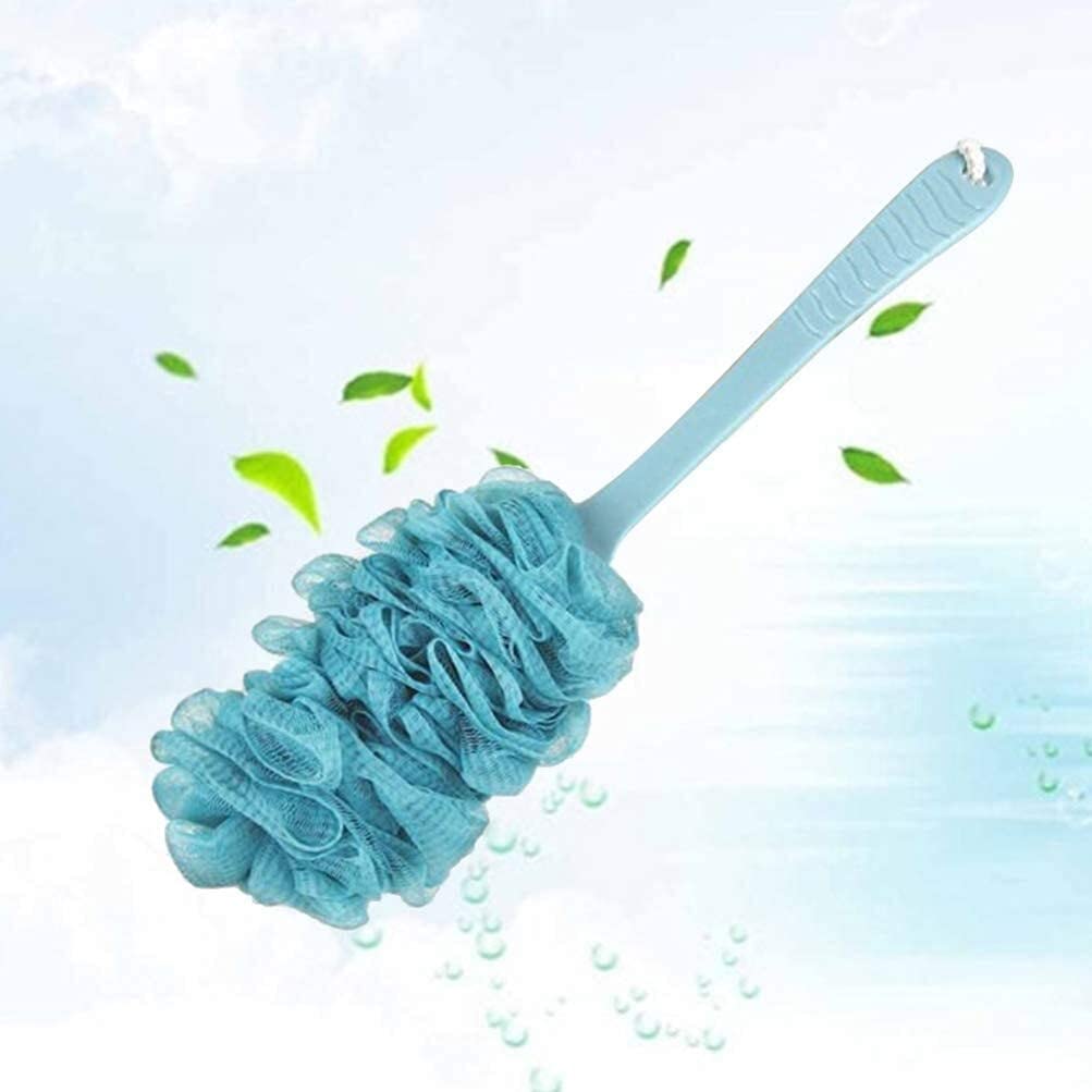 Szczotka do kąpieli z gąbką z uchwytem do kąpieli Długi złuszczający szczoteczka do kąpieli Body Washin (niebieski) Szczotki do kąpieli i ciała