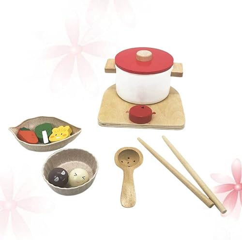 Miniatura 9 de ibasenice 1 juego de juguetes para niños de madera juguetes para niños Kidcraft juego de madera juguete de cocina de madera olla caliente