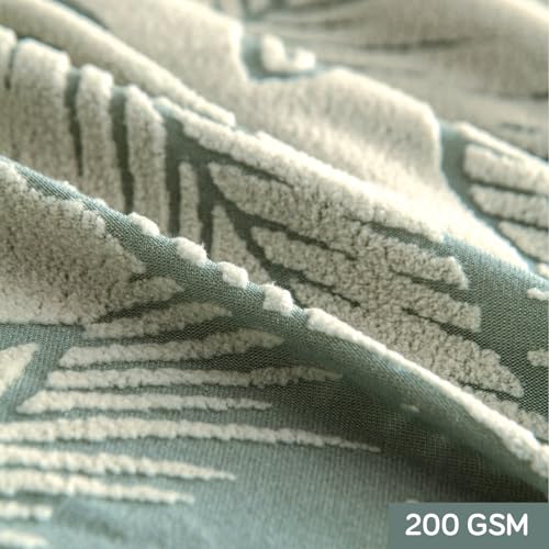 Image of HOKIPO 200gsm Dual Tone Knitting Jacquard Sofa Cover 3 Seater Fully Covered, Creamish Pale Green (AR-6034-CRM)