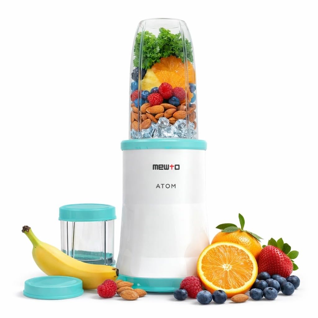 Link Mewto Atom Nutri Blender 400W with 2 Jars & 3 Lids | Powerful Copper Motor | Compact Personal Blender for Smoothies, Shakes, Juices & More | Warranty 2 Years-image-29