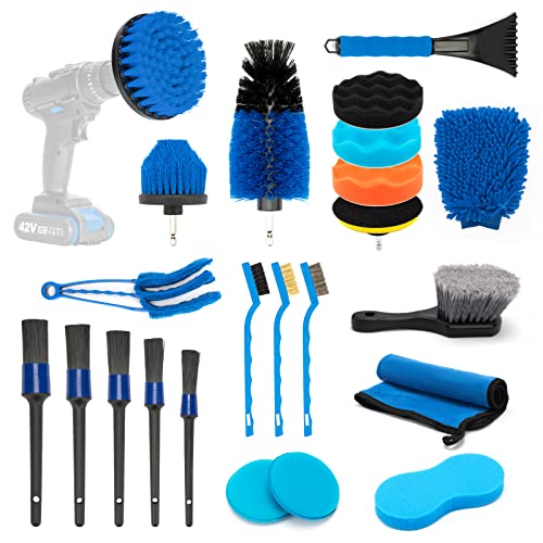 Ychow-Tech 23Pcs Car Detailing Brush Set,Auto Detailing Drill Brush Set, Car Detailing Brushes With Cleaning Gel, Car Accessories For Women,Car Cleaning Tools Kit For Interior,Exterior #TOP11