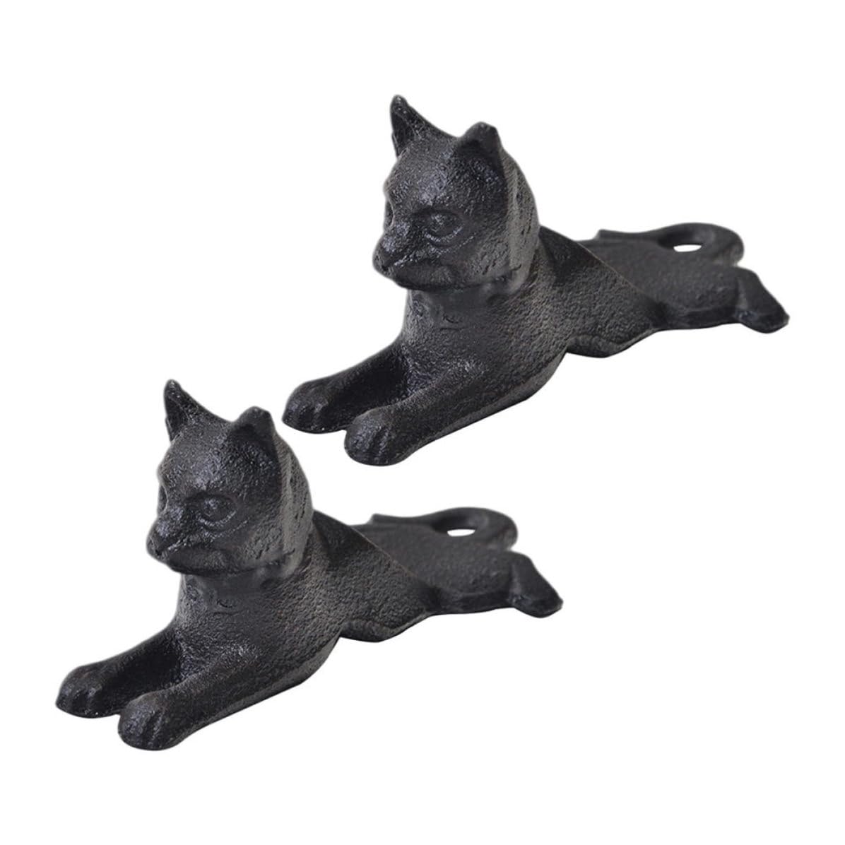 2 Stück Türstopper in Katzenform aus Gusseisen, Schwarz
