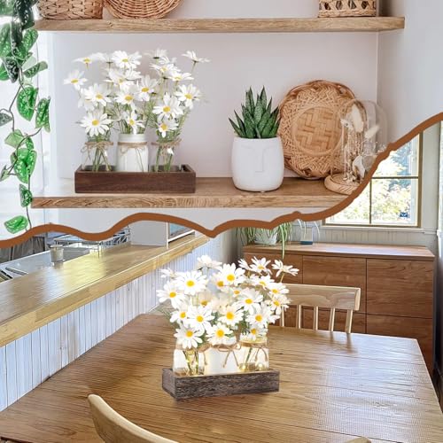 Warmtree-Mason-Jar-Lights-Centerpiece-Table-Decorations-for-Farmhouse-Coffee-Table-Wood-Tray-3-Jars-Flowers-and-Led-Light-for-Dining-Room-Bathroom-Kitchen-Summer-DecorWhite Warmtree Mason Jar Lights Centerpiece Table Decorations for Farmhouse Coffee Table Wood Tray 3 Jars Flowers and Led Light for Dining Room Bathroom Kitchen Summer DecorWhite