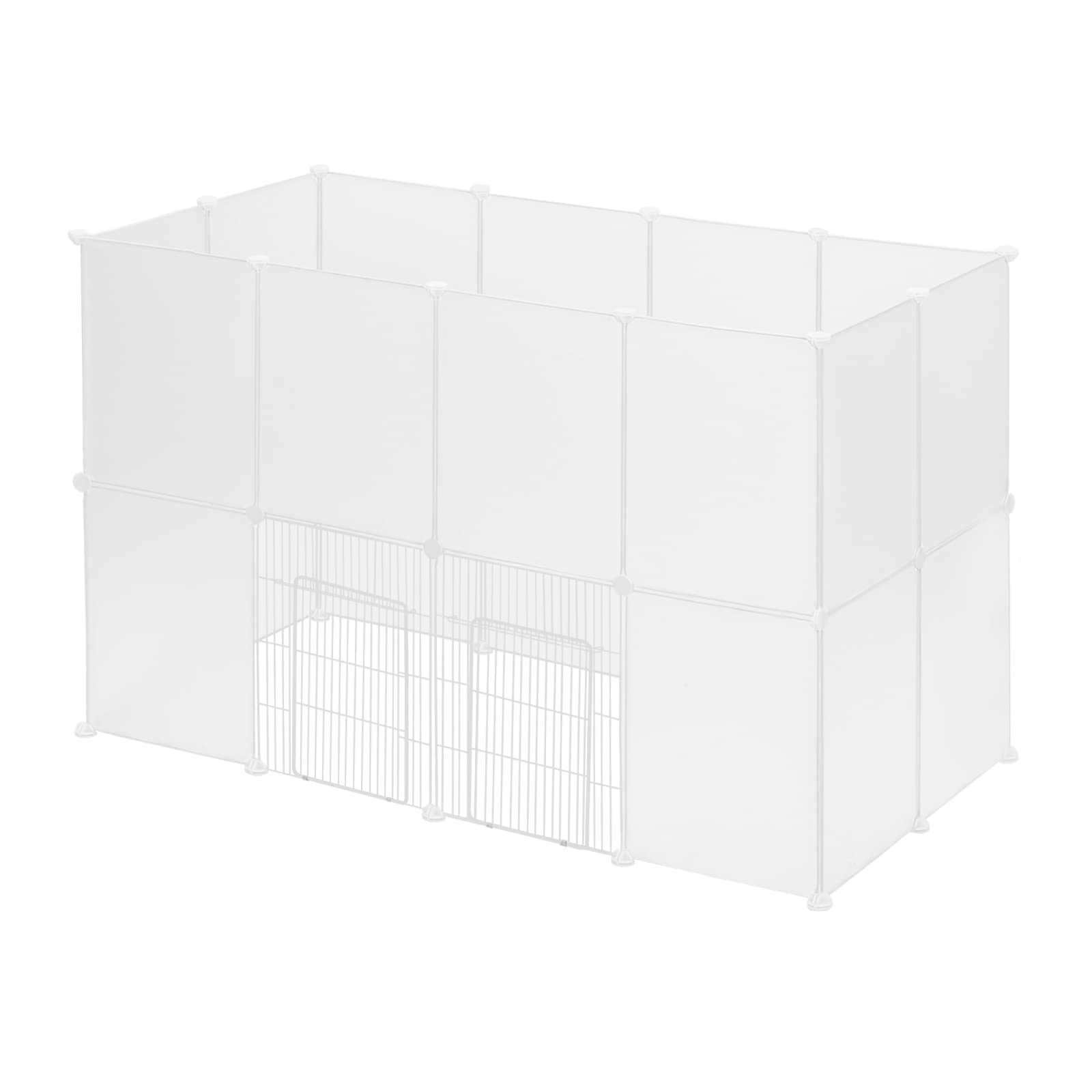 EUGAD Pet Playpen 2-tier Plastic Playpen with 2 Door, 22 Panels 45x35cm DIY Plastic Enclosure Cage, Indoor Run for Hamsters, Rabbits, Hedgehogs, Guinea Pigs 145x75x95cm, White