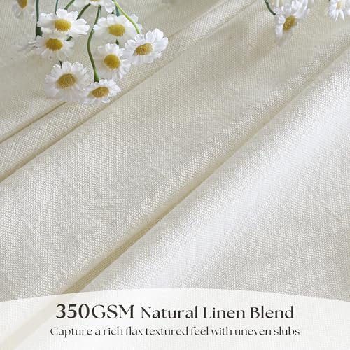 Image of Ivory Beige Semi Sheer Linen Pinch Pleated Curtains 84 Inch Long
