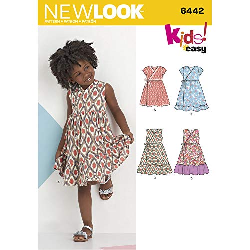 New Look Patterns Child's Easy Wrap Dresses Size A (3-4-5-6-7-8) 6442 #TOP10