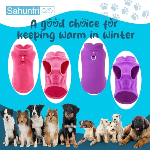 Sahunfri Lot de 2 Pulls pour Chien, Chauds et Doux pour Chien de Petite Taille - Pull en Polaire pour Petit Chat (Rose+Purple, L) – vue 4