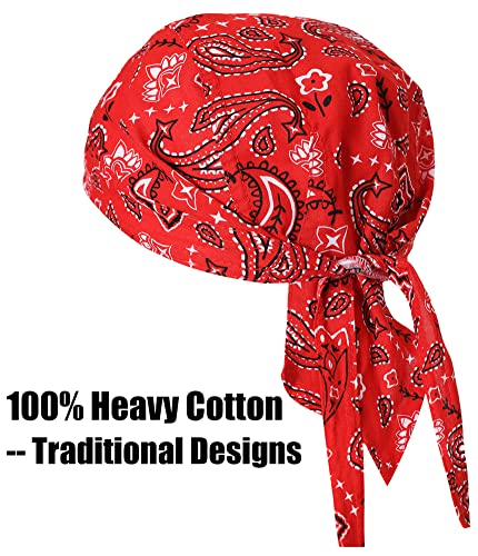 Cotton Doo Rags Skull Beanie Hat Bandana Motorcycle Dew Rags Head Wrap Sweat Hard Helmet Liner Paisley Chef Hats Do Rag Welder Welding Rag Caps For Men And Women (Paisley Pack) #TOP1