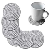 Gracelife 6pcs Cup Mat Pure Cotton Thread Weave Round Drink Hot Pads Mats Set Absorbent Scald-proof...