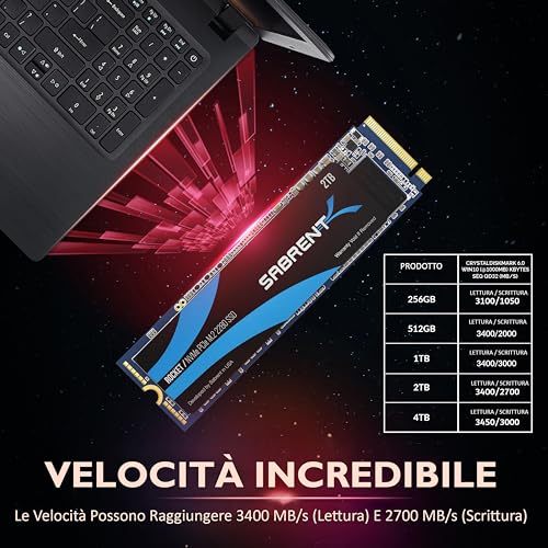 SSD 2TB, SSD interno, Rocket SSD NVMe PCIe M.2 2280, Disco a stato solido ad alte prestazioni, Lettura fino a 3400 (MB/s), (SB-ROCKET-2TB) - Hdd - Immagine 5