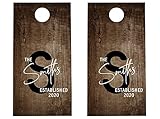 Customized Family Name Cornhole Wrap #504 - Cornhole Graphic Decals - Includes Application Squeegee
