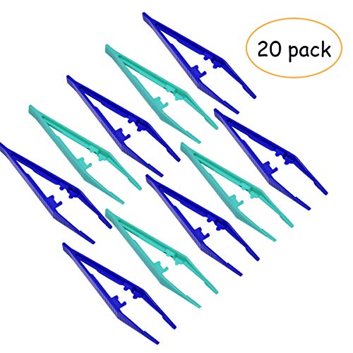 Hapy Shop 20 Pieces Plastic Tweezer Beads Tweezers for DIY Art Craft,Blue